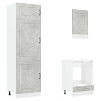 7-delige Keukenkastenset Kalmar bewerkt hout betongrijs - thumbnail