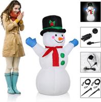 Opblaasbare sneeuwpop XL verlicht met verlichting 120cm - thumbnail