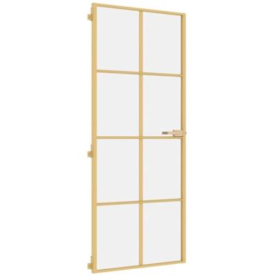 VidaXL Binnendeur smal 83x201,5 cm gehard glas en aluminium goudkleur VidaXL Binnendeur smal 83x201,5 cm gehard glas en aluminium goudkleur