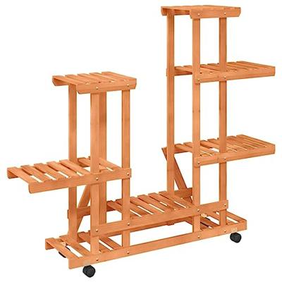 Plantenstandaard met wielen 95x25x101 cm massief vurenhout