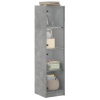 Hoge kast met glazen deuren 35x37x142 cm betongrijs - thumbnail