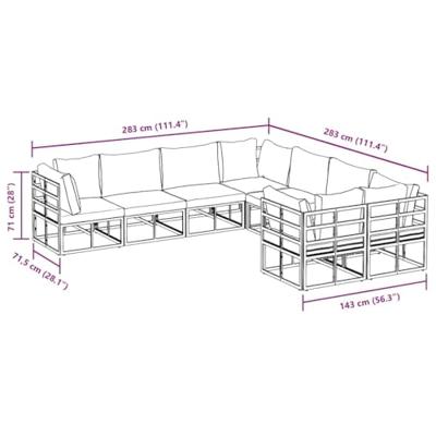 Tuinbankenset met kussen 8 pcs Zwart Staal