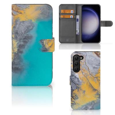 Samsung Galaxy S23 Plus | Bookcase | Marble Blue Gold Samsung Galaxy S23 Plus | Bookcase | Marble Blue Gold