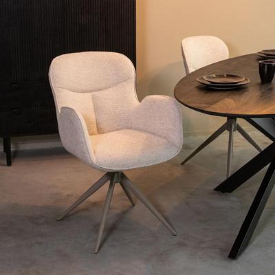 LABEL51 Eetkamerstoel Lasse - Naturel - Canyon - Taupe Metalen Frame