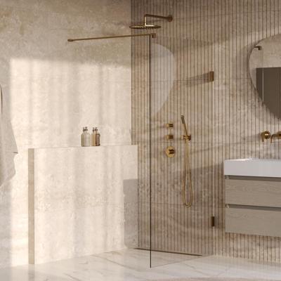 Brauer Void - Inloopdouche - Helder Glas - 90 x 200 cm - incl. Glascoating - PVD Goud Geborsteld