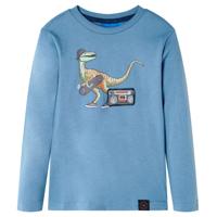 Kindershirt met lange mouwen dinosaurusprint 92 medium blauw - thumbnail