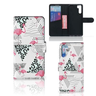 OPPO A91 | Reno3 | Telefoonhoesje | Met pasjeshouder | Flamingo Triangle