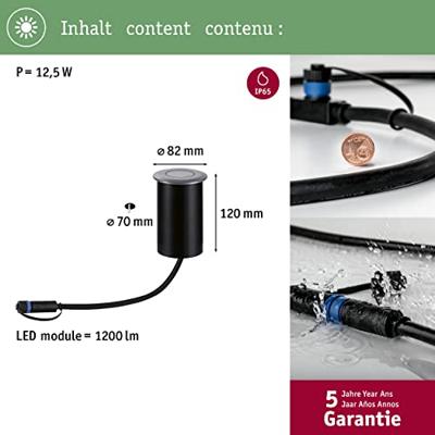 Paulmann 94369 Vloerinbouwlamp LED vast ingebouwd LED Grijs