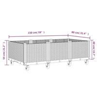 Plantenbak met wielen 150x80x54 cm polypropeen zwart - thumbnail