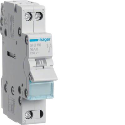 Groepenschakelaar Grijs 16 A 230 V Hager SFB116 Groepenschakelaar Grijs 16 A 230 V Hager SFB116