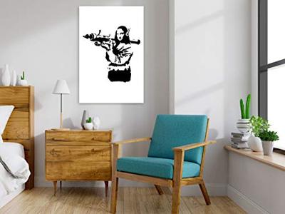 Schilderij - Banksy Mona Lisa with Rocket Launcher (1 Part) Vertical