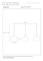 Lucide JULIUS - Hanglamp - 3xE27 - Fumé - thumbnail