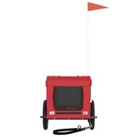 VidaXL Hondenfietstrailer oxford stof en ijzer rood en zwart - thumbnail