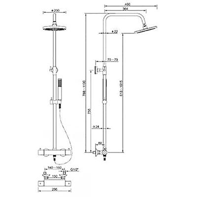 Regendoucheset Wiesbaden Caral Paris met Handdouche Chroom Coating