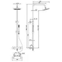 Caral thermostatische regendoucheset opbouw chroom - thumbnail