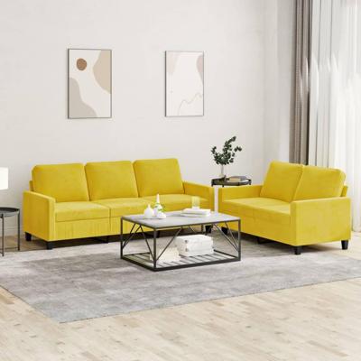 2-delige Loungeset met kussens fluweel geel - thumbnail