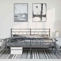 Bedframe met hoofd- en voeteneinde metaal zwart 183x213 cm - thumbnail