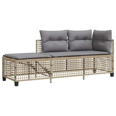 3-delige Loungeset met kussens poly rattan gemengd beige 3-delige Loungeset met kussens poly rattan gemengd beige