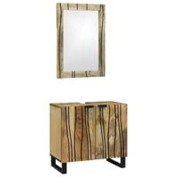Badkamermeubelset met plank met opslag 2 pcs Bruin Bewerkt hout - thumbnail