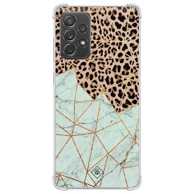Samsung Galaxy A52(s) shockproof hoesje - Luipaard marmer mint Samsung Galaxy A52(s) shockproof hoesje - Luipaard marmer mint