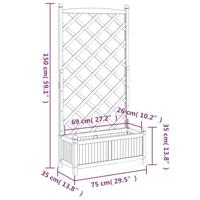 Plantenbak met latwerk massief vurenhout grijs - thumbnail
