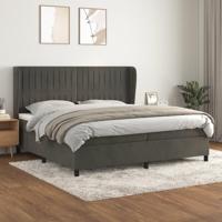Boxspring met matras fluweel donkergrijs 200x200 cm - thumbnail