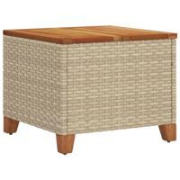 Tuintafel 45x45x37 cm poly rattan en acaciahout beige - thumbnail