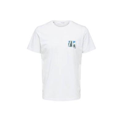SELECTED HOMME T-shirt van biologisch katoen wit SELECTED HOMME T-shirt van biologisch katoen wit