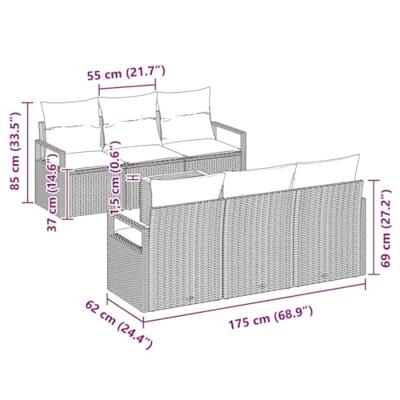 Tuinbankenset met opslag 7 pcs Zwart poly rattan