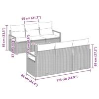 Tuinbankenset met opslag 7 pcs Zwart poly rattan - thumbnail