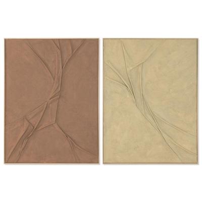 Schilderij Home ESPRIT Mosterd Terra cotta Modern 90 x 4,5 x 120 cm (2 Stuks)