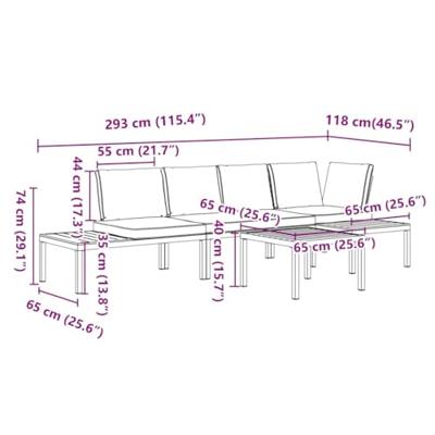 4-delige Loungeset met kussens aluminium zwart 4-delige Loungeset met kussens aluminium zwart