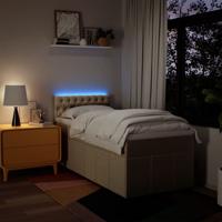 Boxspring met matras stof crèmekleurig 200x200 cm - thumbnail