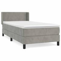 Boxspring met matras fluweel lichtgrijs 100x200 cm - thumbnail