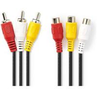 Nedis CVGP24305BK20 Composiet Videokabel 3x Rca Male - 3x Rca Female 2,0 M Zwart - thumbnail