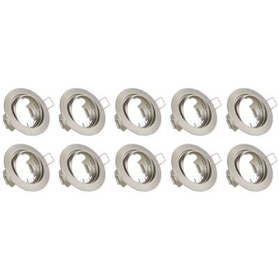Spot Armatuur 10 Pack - Trion - GU10 Inbouwspot - Rond - Nikkel - Aluminium - Kantelbaar Ø83mm
