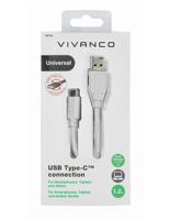VIVANCO Kabel USB-A type C, USB 2.0, wit 1,2 - thumbnail
