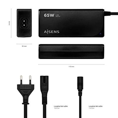 Laptop oplader Aisens ASLC-65WAUTO-BK 65 W Laptop oplader Aisens ASLC-65WAUTO-BK 65 W