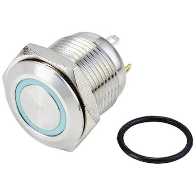 TRU COMPONENTS TC-10090920 GQ16F-10E/J/B/24V/S Vandalismebestendige druktoets 48 V/DC 2 A 1x uit/(aan) Moment Blauw IP65 1 stuk(s)