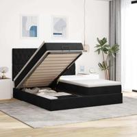 Ottoman bed met matrassen 200x200cm fluweel zwart - thumbnail