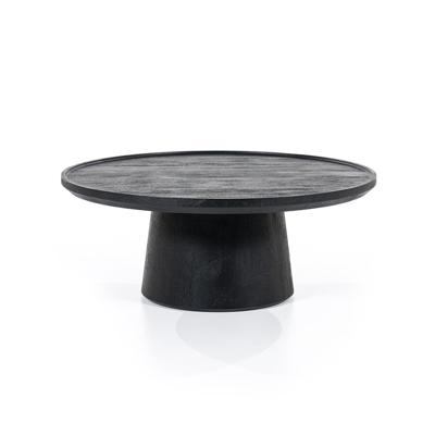 Eleonora Ronde Salontafel 'Ron' Mangohout, kleur Zwart, 80cm Eleonora Ronde Salontafel 'Ron' Mangohout, kleur Zwart, 80cm