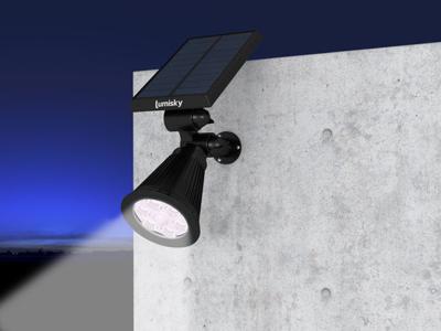 Waterdichte buitenspot op zonne-energie - LUMISKY - 4 witte LED's - 200 Lm - Draaibare kop op 90°C Waterdichte buitenspot op zonne-energie - LUMISKY - 4 witte LED's - 200 Lm - Draaibare kop op 90°C