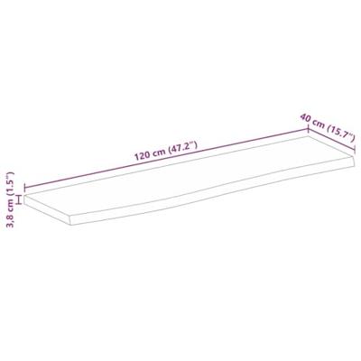 Tafelblad met natuurlijke rand 120x40x3,8 cm massief mangohout - thumbnail