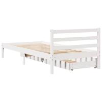 Bedframe zonder matras massief grenenhout wit 75x190 cm - thumbnail