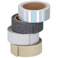 Scrapbook zelfklevend tape / washi tape met glitters - 4 rollen - DIY hobby materiaal - thumbnail