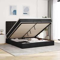Ottoman bed met matrassen 200x200cm stof zwart - thumbnail