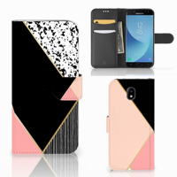 Samsung Galaxy J5 2017 | Book Case | Zwart Roze Vormen - thumbnail