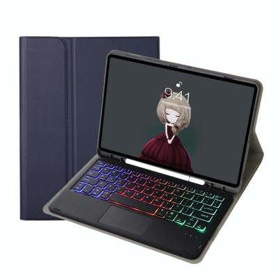 Voor Samsung Galaxy Tab S6 Lite A610B-As Lambskshin Textuur Backlight Bluetooth Toetsenbord Lederen Tablet Case (Blauw)