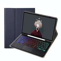 Voor Samsung Galaxy Tab S6 Lite A610B-As Lambskshin Textuur Backlight Bluetooth Toetsenbord Lederen Tablet Case (Blauw) - thumbnail