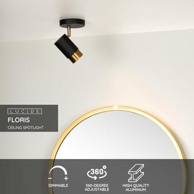 Lucide FLORIS - Plafondspot - Ø 10 cm - 1xGU10 - Zwart